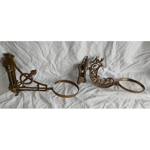 492 - Two large antique style oil lamp brackets.