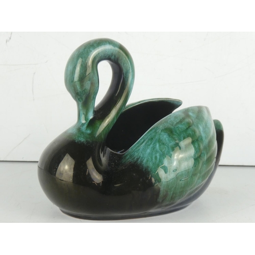 13 - A large Blue Mountain pottery swan.