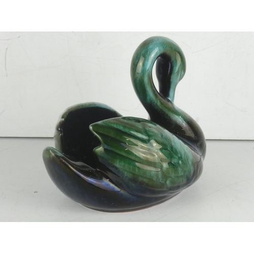 13 - A large Blue Mountain pottery swan.