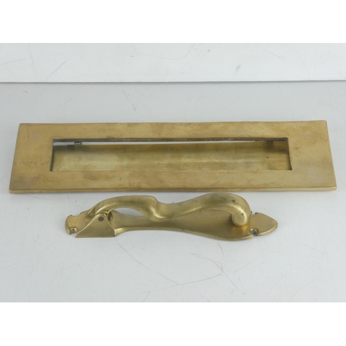 24 - A large brass letter box, measuring 14