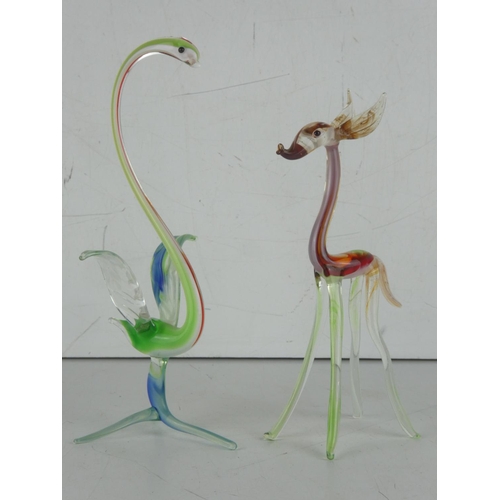 34 - Two vintage glass birds.