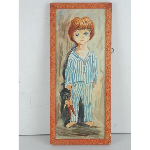 40 - A vintage framed painting of a boy, signed.