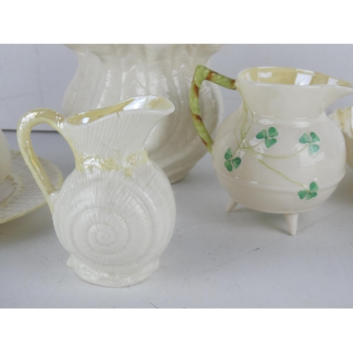 46 - A collection of Belleek pottery (jug a/f).