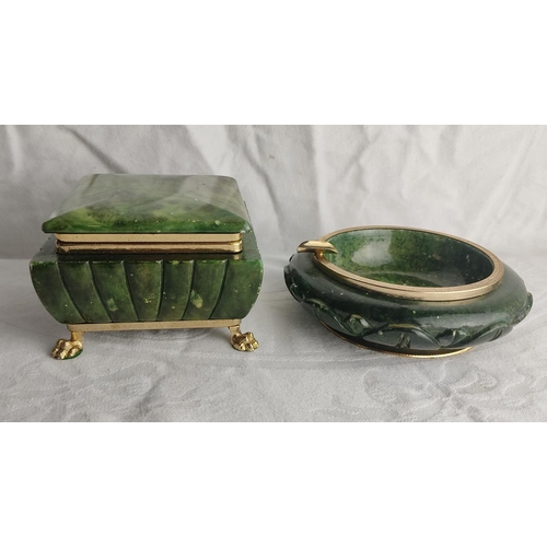 50 - A vintage marble cigarette box and similar ashtray.