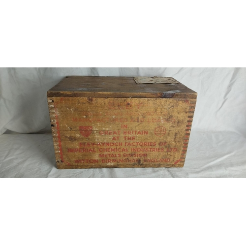 57 - A vintage wooden military cartridge crate, with original label.