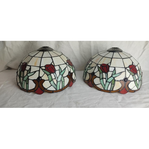 60 - Two vintage leaded glass shades.