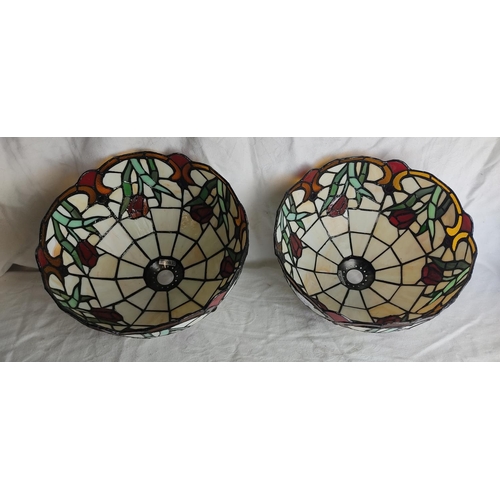 60 - Two vintage leaded glass shades.