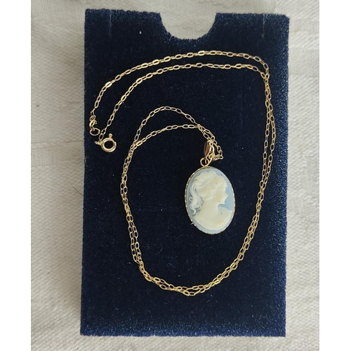 68 - A 9ct gold cameo pendant and chain.