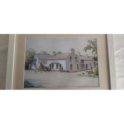 97 - A framed print, 'Half Way House', by Frank McKelvey.