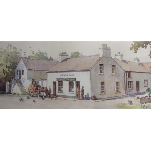 97 - A framed print, 'Half Way House', by Frank McKelvey.