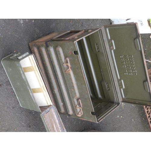 104 - Two vintage military ammo boxes.