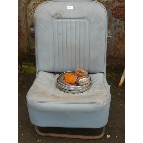 110 - A vintage Morris Minor seat & more.