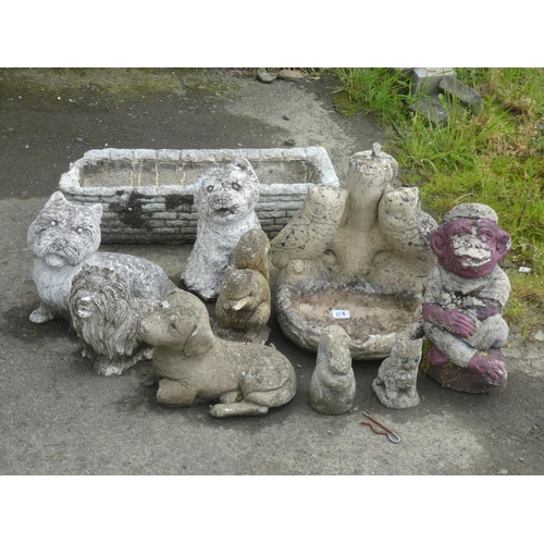 117 - A lot of assorted concrete garden ornaments.