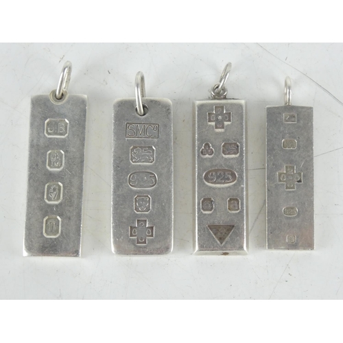 161 - Four Sterling silver ingots.