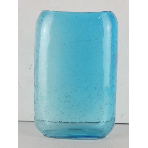 204 - A stunning large Mid Century blue glass vase. Measuring 28cm x 18cm.