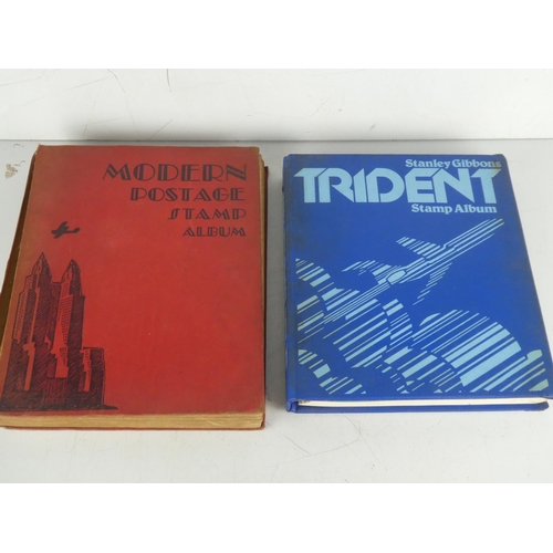 211 - A vintage Stanley Gibbons Trident Stamp Album and contents, a Modern Postage Stamp Album and content... 