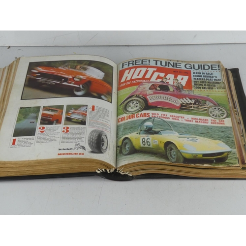 225 - A vintage folder of Hot Car magazines.