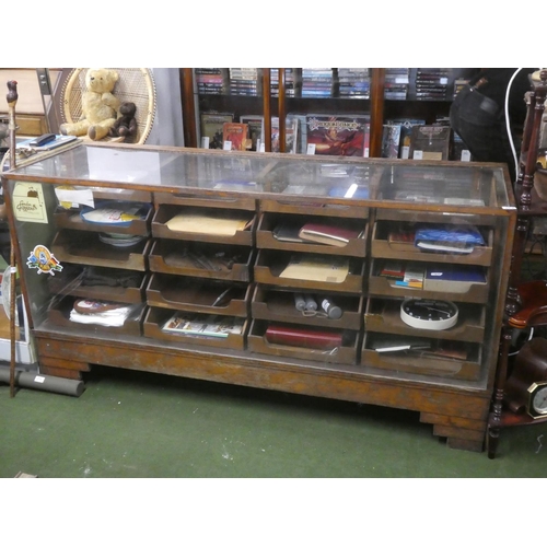 227 - A stunning vintage haberdashery shop counter with wooden drawers.