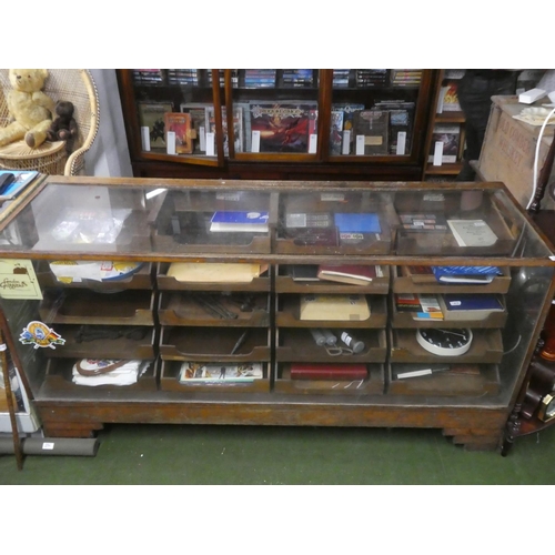 227 - A stunning vintage haberdashery shop counter with wooden drawers.