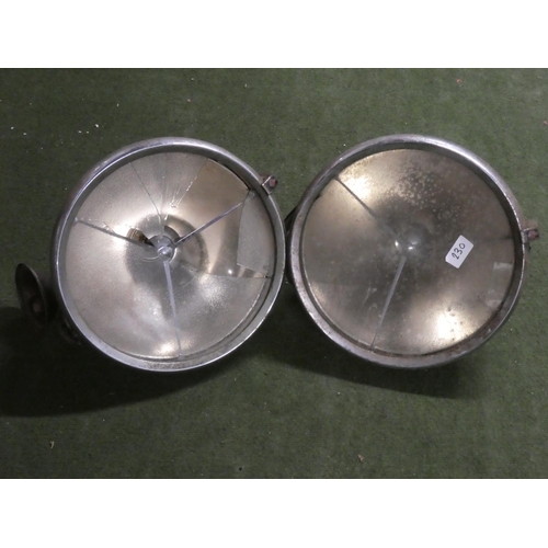 230 - A pair of large Pre-war Lucas headlamps. Approx 27cm lens,