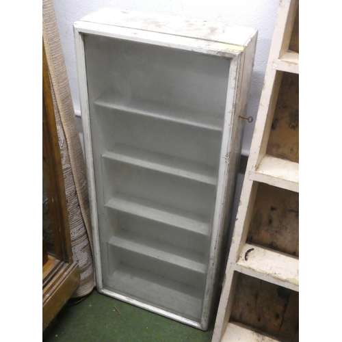 241 - A vintage glass door wall cabinet, measuring 15