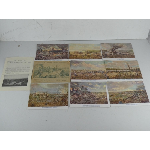 246 - A collection of vintage postcards 'The Panorama of the Battle on the Yser' in its presentation walle... 