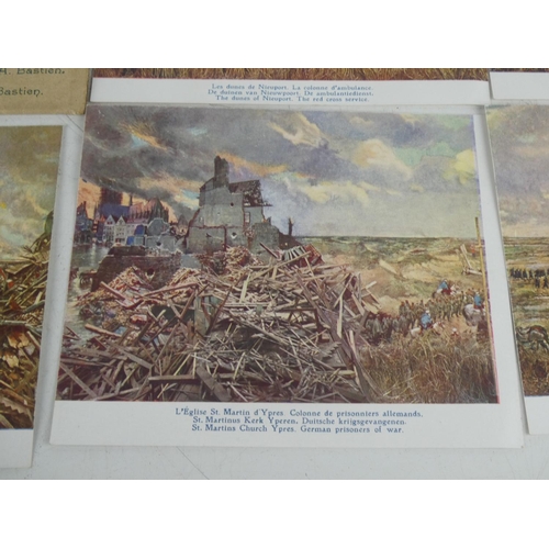 246 - A collection of vintage postcards 'The Panorama of the Battle on the Yser' in its presentation walle... 