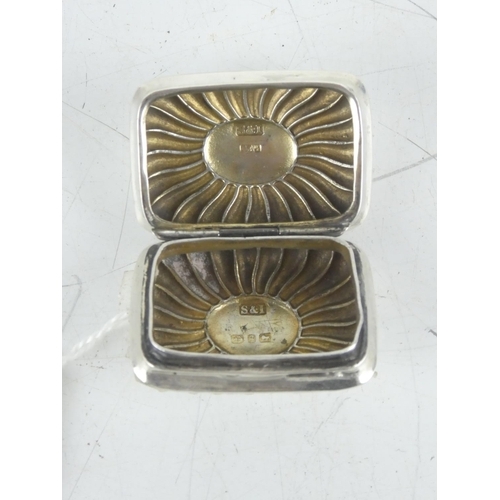 155 - A Sterling silver rectangular pill box by makers Stokes & Ireland, Birmingham 1890.