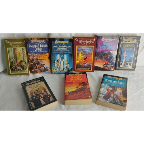 287 - Nine vintage Dragon Lance books to include Dragons of Autumn Twilight, The Legend of Huma, Dragon's ... 