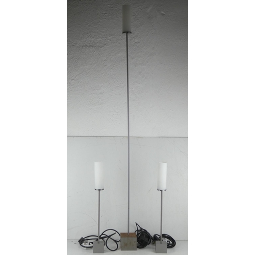 361 - A modern standard lamp & pair of matching table lamps.