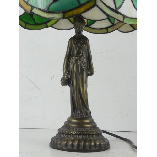 379 - A decorative table lamp with stained glass shade.