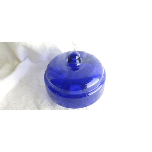 423 - An antique Bristol Blue glass oil lamp font.