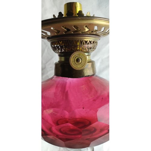 424 - An antique Ruby Glass oil lamp base.