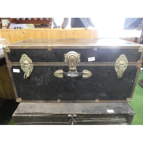 483 - A large vintage trunk.