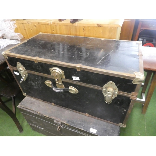 483 - A large vintage trunk.