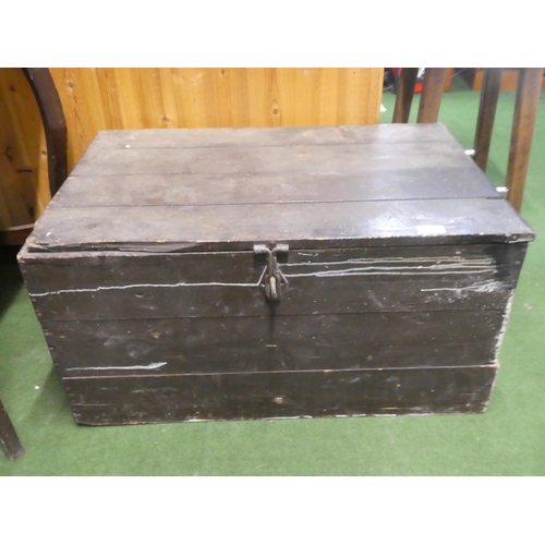 484 - An antique wooden trunk.