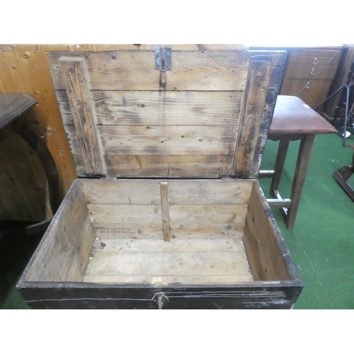 484 - An antique wooden trunk.