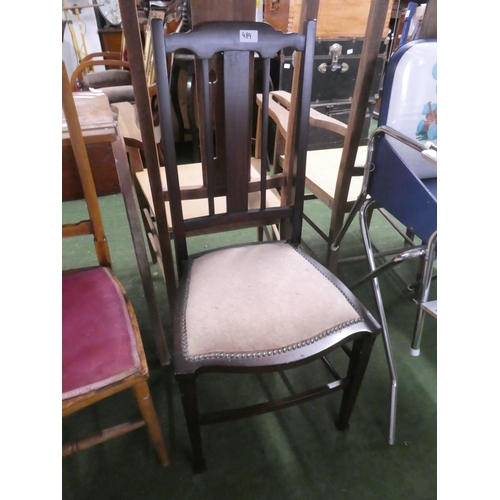 489 - A mahogany and inlay bedroom chair.