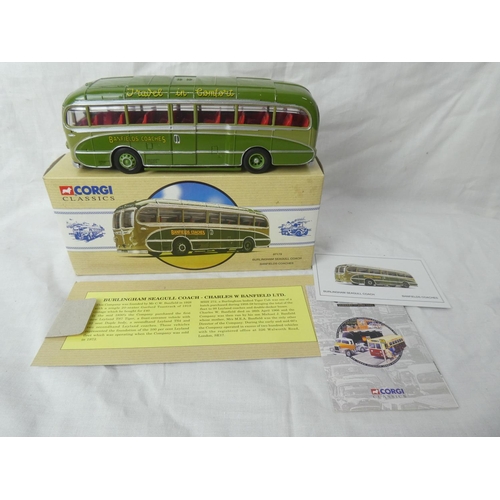 106 - A boxed Corgi Classics 97179 Burlingham Seagull Coach - Banfields Coaches.