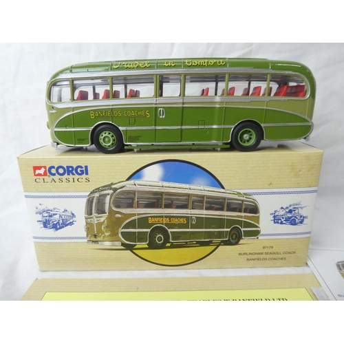 106 - A boxed Corgi Classics 97179 Burlingham Seagull Coach - Banfields Coaches.