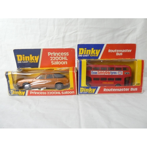 112 - Two vintage boxed Dinky die-cast toys - Princess 2200HL Saloon and Routemaster Bus.