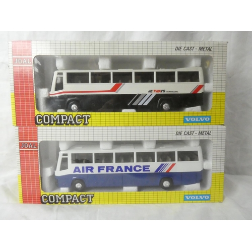 127 - Two boxed Joal Compact Volvo Coaches - Air France & JE Tways Travellers.