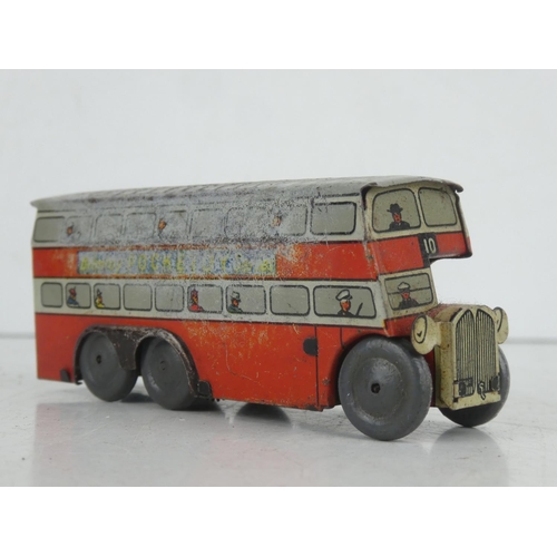 28 - A vintage Wells Brimtoy 'Pocket Toy' double decker bus.