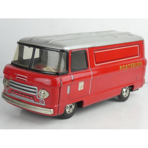 58 - A vintage Japanese friction driven tin plate Post Office van.