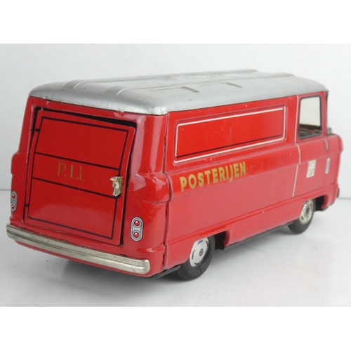 58 - A vintage Japanese friction driven tin plate Post Office van.