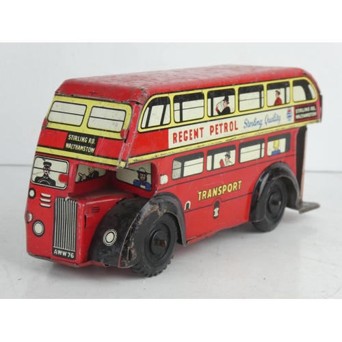 64 - A stunning vintage Wells Brim Toy tinplate double decker bus.