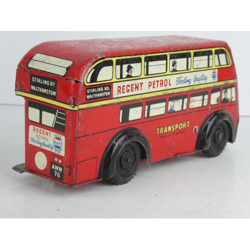 64 - A stunning vintage Wells Brim Toy tinplate double decker bus.