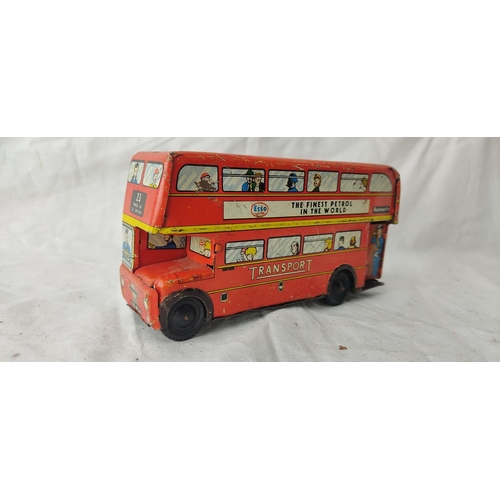 479 - A vintage Wells Brim Toy tin plate friction bus 'No 23 Routemaster ESSO' double decker bus.