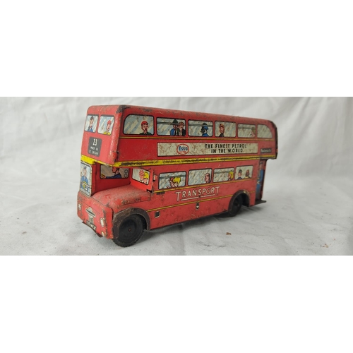 480 - A vintage Wells Brim Toy tin plate friction bus 'No 23 Routemaster ESSO' double decker bus.