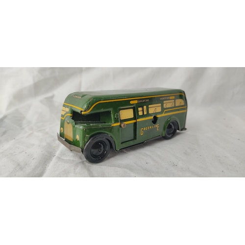 493 - A vintage Wells Brimtoy clockwork tin plate bus - GLX553 - Greenline Transport Bus.